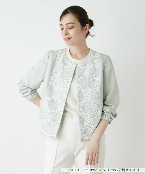 Leilian / レリアン テーラードジャケット | 切替えノーカラーブルゾン | 詳細1