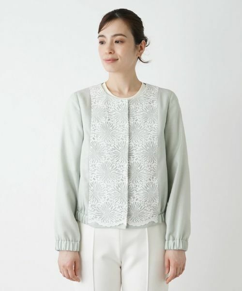 Leilian / レリアン テーラードジャケット | 切替えノーカラーブルゾン | 詳細12