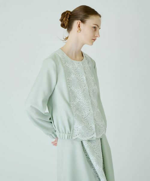 Leilian / レリアン テーラードジャケット | 切替えノーカラーブルゾン | 詳細4