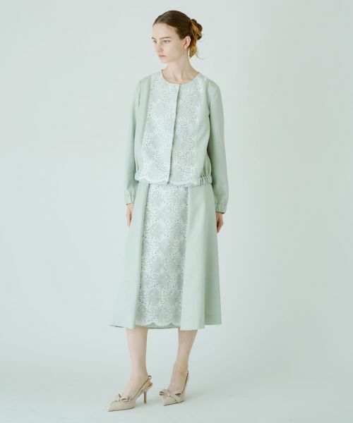 Leilian / レリアン テーラードジャケット | 切替えノーカラーブルゾン | 詳細8