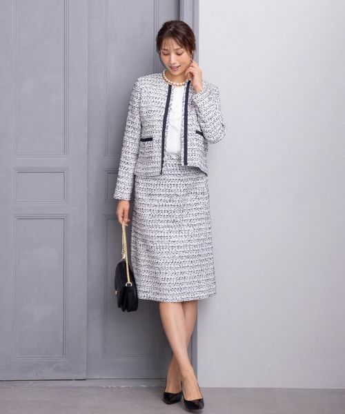 Leilian / レリアン セットアップ | 【フォーマル】ノーカラースーツ(アイボリー)