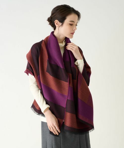 Leilian / レリアン マフラー・ショール・スヌード・ストール | ライン柄ストール | 詳細9