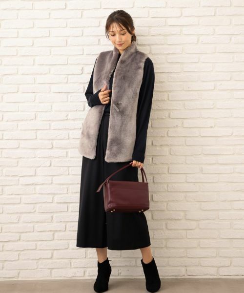 Leilian / レリアン テーラードジャケット | フェイクファー切替ベスト | 詳細1