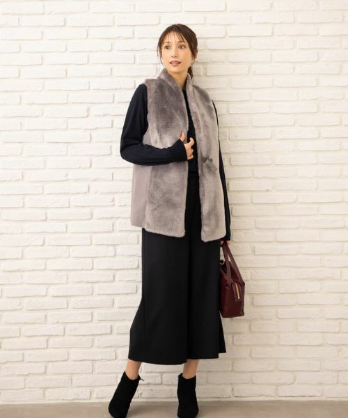 Leilian / レリアン テーラードジャケット | フェイクファー切替ベスト | 詳細2