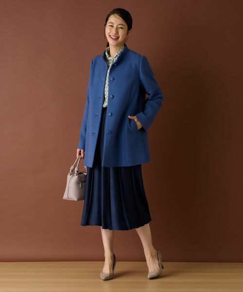 Leilian / レリアン その他アウター | カシミヤスタンドカラーコート【深喜毛織 】(コバルトブルー)