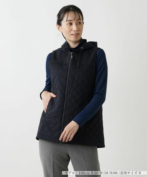 Leilian / レリアン テーラードジャケット | キルティングフーディベスト(ネイビー)