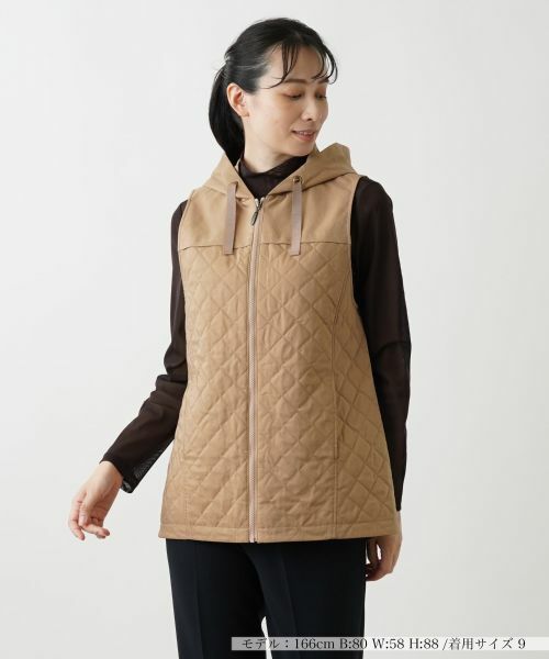 Leilian / レリアン テーラードジャケット | キルティングフーディベスト(キャメル)