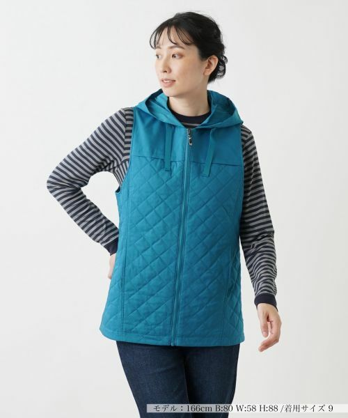 Leilian / レリアン テーラードジャケット | キルティングフーディベスト(ロイヤルブルー)