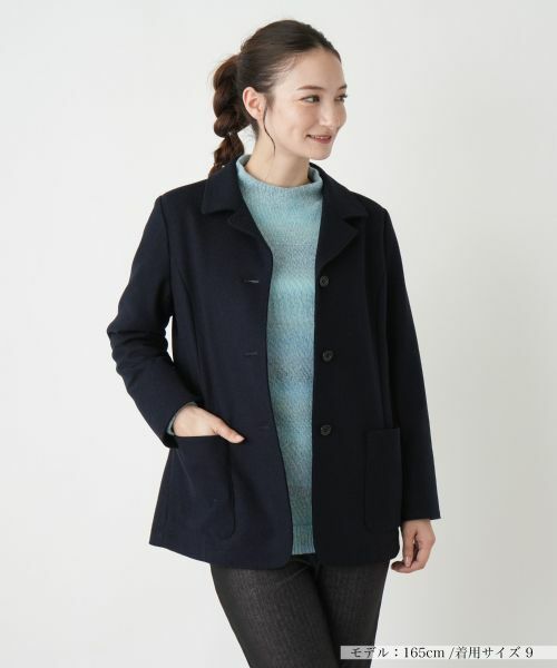 Leilian / レリアン テーラードジャケット | オープンカラージャケット【Leilian WHITE LABEL】(ネイビー)