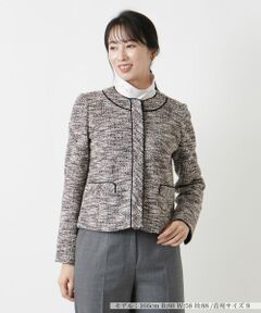 Leilian / レリアン テーラードジャケット | ラメツイードノーカラージャケット【セレモニー】【Leilian WHITE LABEL】