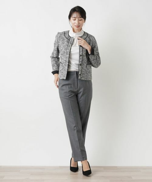 Leilian / レリアン テーラードジャケット | ラメツイードノーカラージャケット【セレモニー】【Leilian WHITE LABEL】 | 詳細1