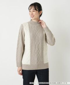 Leilian / レリアン ニット・セーター | ケーブル編み配色ボトルネックニット【ROCHAS Premiere】