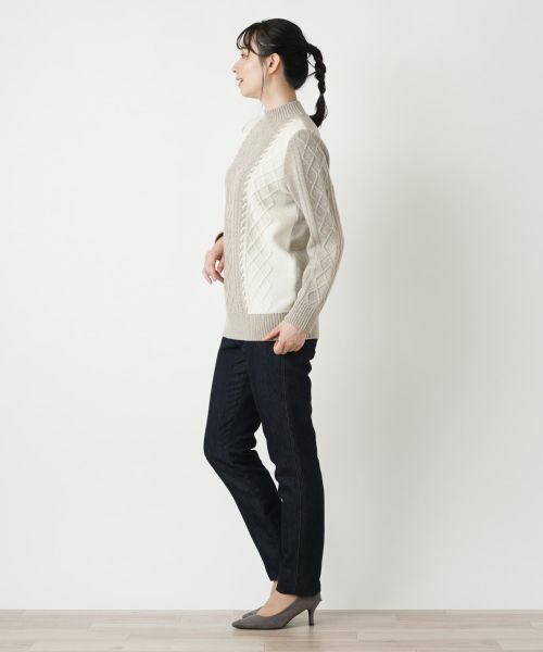 Leilian / レリアン ニット・セーター | ケーブル編み配色ボトルネックニット【ROCHAS Premiere】 | 詳細2