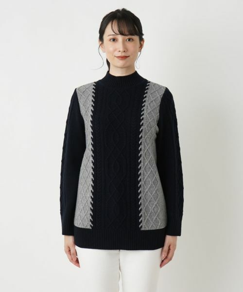 Leilian / レリアン ニット・セーター | ケーブル編み配色ボトルネックニット【ROCHAS Premiere】 | 詳細8