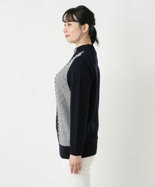 Leilian / レリアン ニット・セーター | ケーブル編み配色ボトルネックニット【ROCHAS Premiere】 | 詳細9