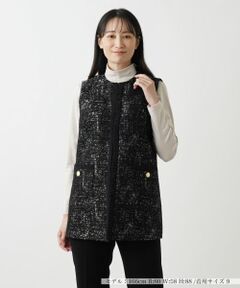 G2287*leilianレリアン☆ヘリンボーン☆テーラードジャケット☆ブラウン ノーカラージャケット【BOURGE】|レリアン プラスハウス