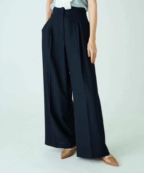 Leilian / レリアン その他パンツ | 【店舗人気】フルレングスワイドパンツ(ネイビー)