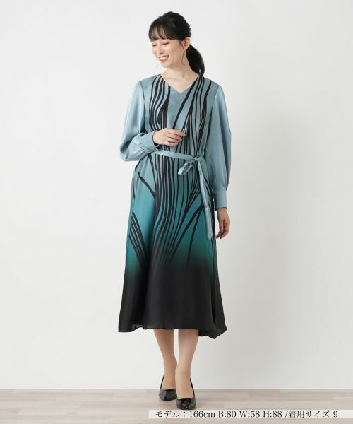 Leilian / レリアン ドレス | プリントVネックフレアワンピース | 詳細1