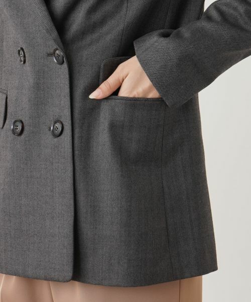 Leilian / レリアン テーラードジャケット | ヘリンボーンダブルジャケット | 詳細12