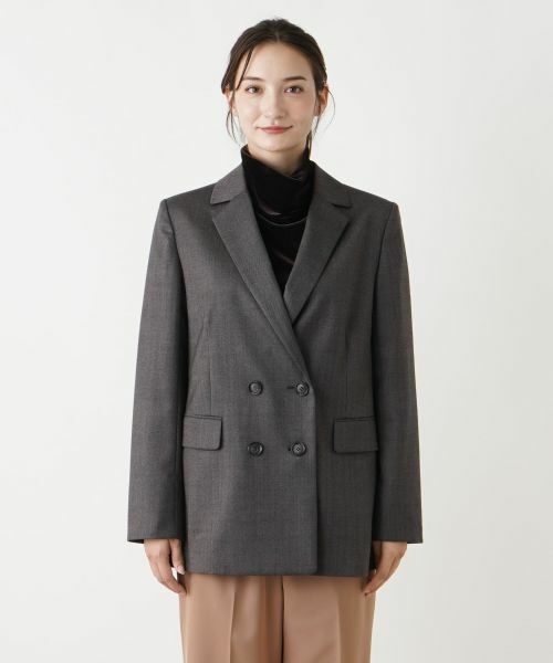 Leilian / レリアン テーラードジャケット | ヘリンボーンダブルジャケット | 詳細4