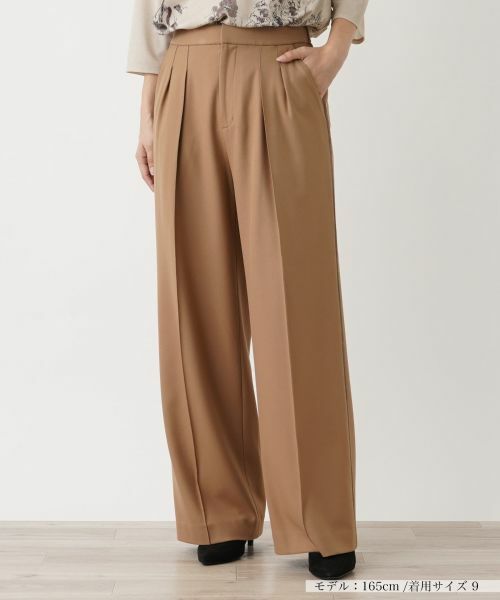 Leilian / レリアン その他パンツ | ツータックワイドパンツ【Leilian WHITE LABEL】(キャメル)