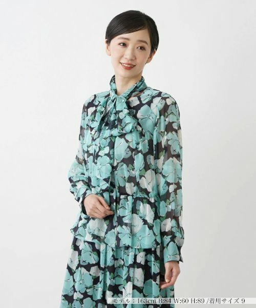 Leilian/レリアン ボウタイブラウス ネイビー 11(L)