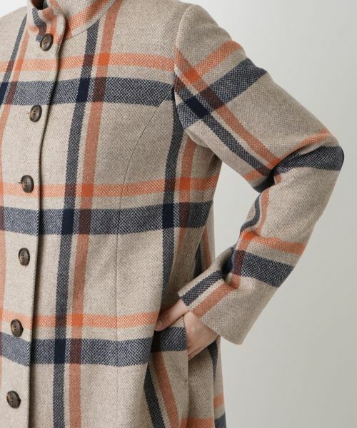 Leilian / レリアン その他アウター | チェックスタンドカラーコート | 詳細10