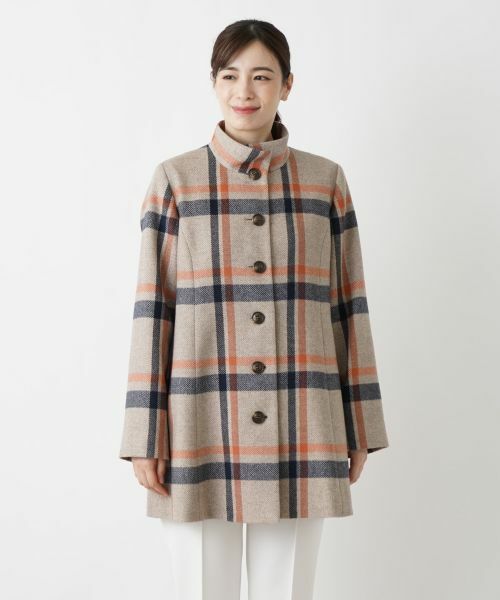 Leilian / レリアン その他アウター | チェックスタンドカラーコート | 詳細4