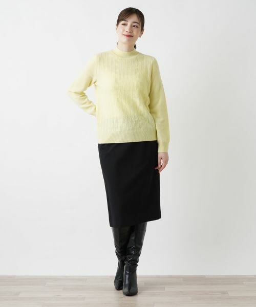 Leilian / レリアン ニット・セーター | カシミヤ編地切替ハイネックニット | 詳細1