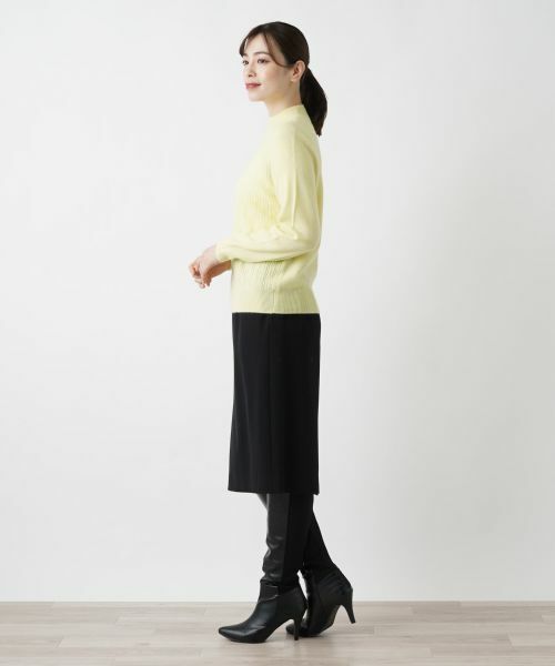 Leilian / レリアン ニット・セーター | カシミヤ編地切替ハイネックニット | 詳細2