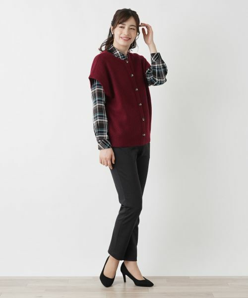 Leilian / レリアン テーラードジャケット | カシミヤクルーネックニットベスト | 詳細1