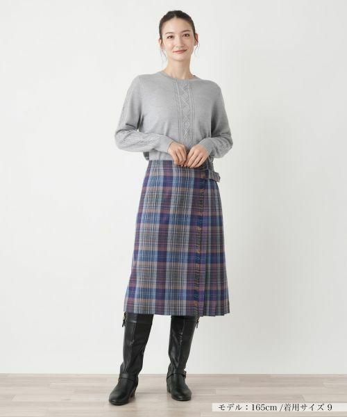 Leilian / レリアン ミニ・ひざ丈スカート | タータンチェックラップスカート【Leilian WHITE LABEL】 | 詳細1