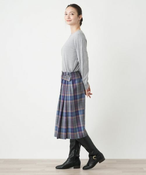 Leilian / レリアン ミニ・ひざ丈スカート | タータンチェックラップスカート【Leilian WHITE LABEL】 | 詳細2