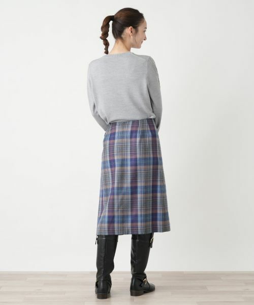 Leilian / レリアン ミニ・ひざ丈スカート | タータンチェックラップスカート【Leilian WHITE LABEL】 | 詳細3