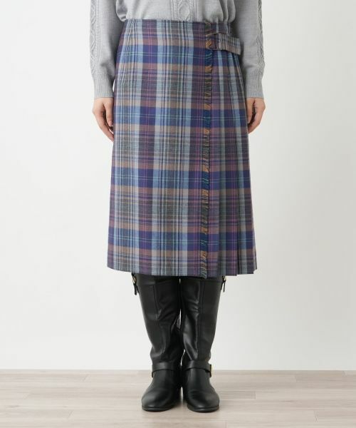 Leilian / レリアン ミニ・ひざ丈スカート | タータンチェックラップスカート【Leilian WHITE LABEL】 | 詳細4