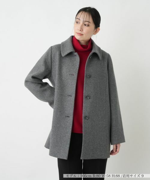 Leilian / レリアン その他アウター | カシミヤショートコート【Leilian WHITE LABEL】（チャコールグレー）