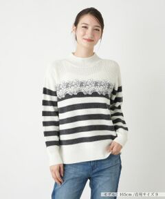 Leilian / レリアン ニット・セーター | ボーダーレースニット【Leilian WHITE LABEL】