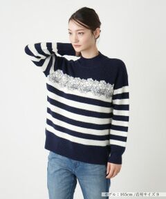 Leilian / レリアン ニット・セーター | ボーダーレースニット【Leilian WHITE LABEL】