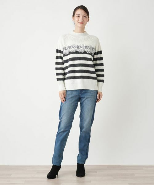 Leilian / レリアン ニット・セーター | ボーダーレースニット【Leilian WHITE LABEL】 | 詳細1
