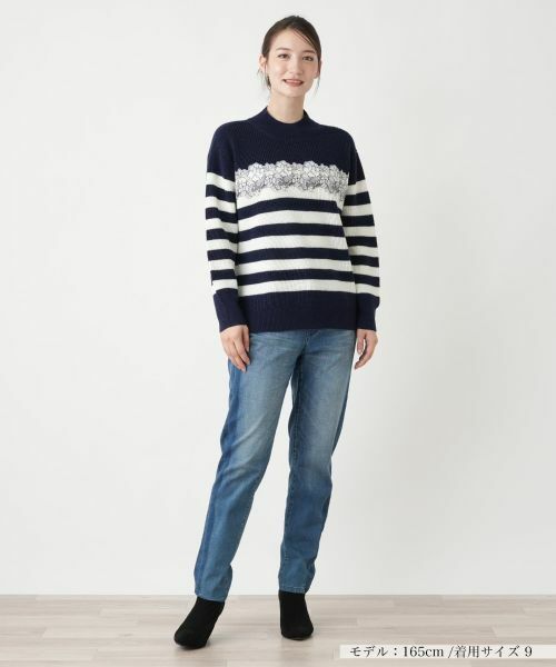 Leilian / レリアン ニット・セーター | ボーダーレースニット【Leilian WHITE LABEL】 | 詳細5