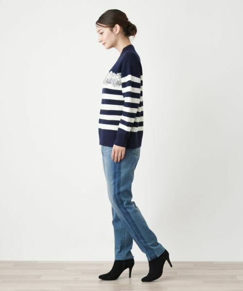 Leilian / レリアン ニット・セーター | ボーダーレースニット【Leilian WHITE LABEL】 | 詳細6