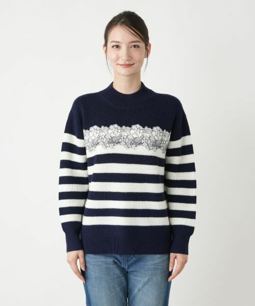 Leilian / レリアン ニット・セーター | ボーダーレースニット【Leilian WHITE LABEL】 | 詳細8