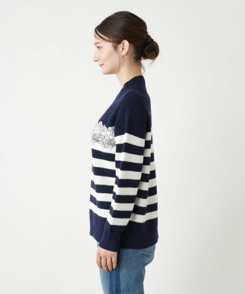 Leilian / レリアン ニット・セーター | ボーダーレースニット【Leilian WHITE LABEL】 | 詳細9
