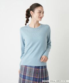 Leilian / レリアン ニット・セーター | マルチビジュークルーネックニット【Leilian WHITE LABEL】