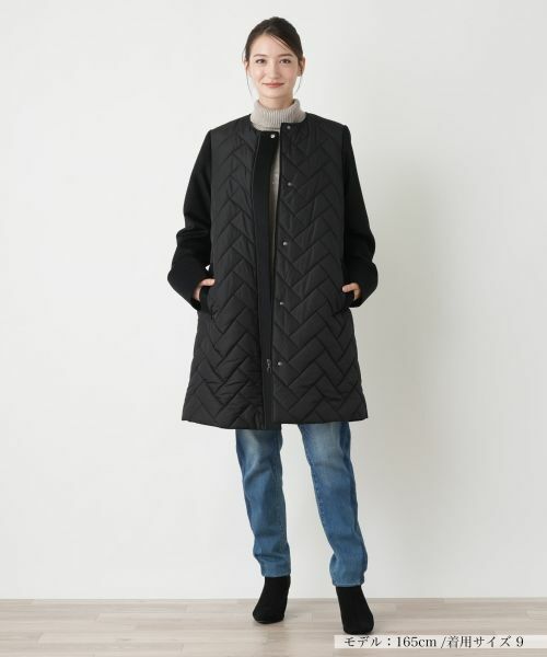 Leilian / レリアン その他アウター | キルティング切替ノーカラーコート【Leilian WHITE LABEL】 | 詳細1