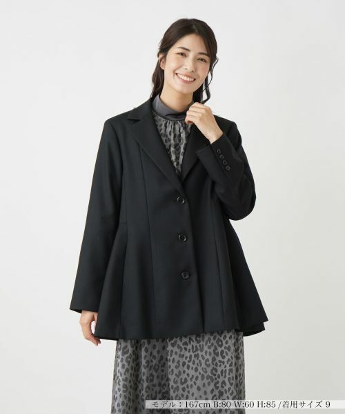 Leilian / レリアン テーラードジャケット | フレアシルエットブレザー(ブラック)