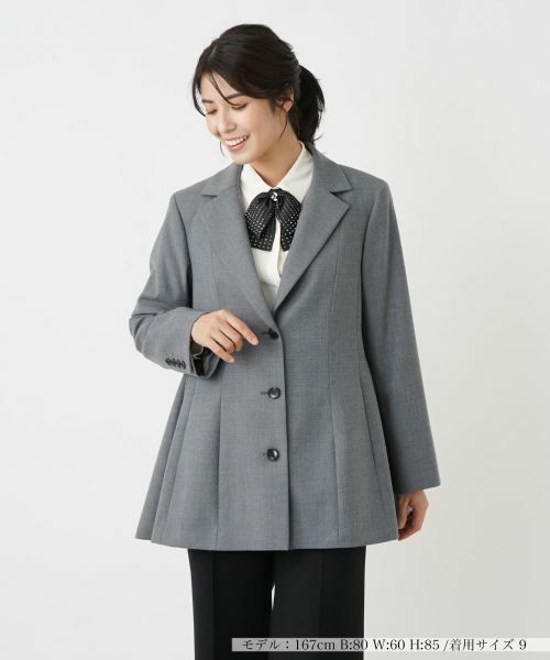 Leilian / レリアン テーラードジャケット | フレアシルエットブレザー(チャコール系)