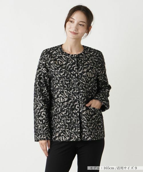 Leilian / レリアン テーラードジャケット | 比翼ノーカラージャケット【LIMONTA】(キャメル)