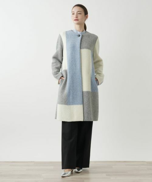 Leilian / レリアン その他アウター | カラーブロックニットコート | 詳細1