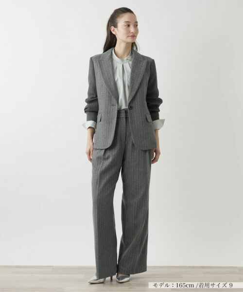 Leilian / レリアン テーラードジャケット | ニット切替ストライプジャケット | 詳細1